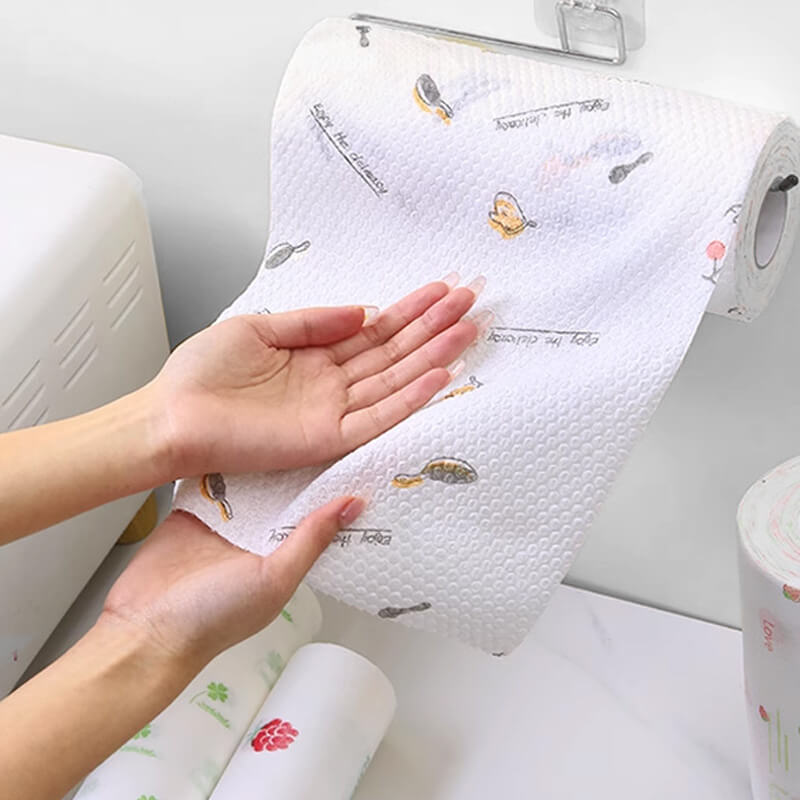 50Pcs Per Roll Reusable Cleaning Lazy Rags, Washable Kitchen Dish Towels & Multi-Purpose Wiping Cloths