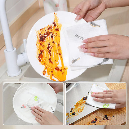 50Pcs Per Roll Reusable Cleaning Lazy Rags, Washable Kitchen Dish Towels & Multi-Purpose Wiping Cloths