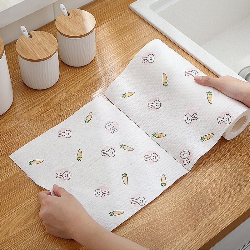 50Pcs Per Roll Reusable Cleaning Lazy Rags, Washable Kitchen Dish Towels & Multi-Purpose Wiping Cloths