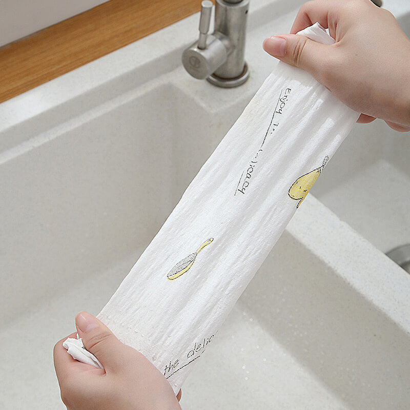 50Pcs Per Roll Reusable Cleaning Lazy Rags, Washable Kitchen Dish Towels & Multi-Purpose Wiping Cloths