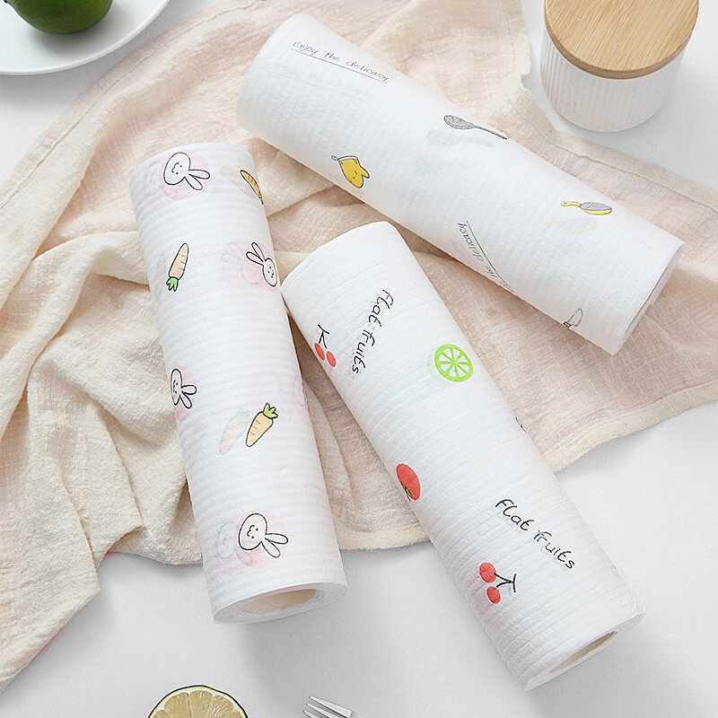 50Pcs Per Roll Reusable Cleaning Lazy Rags, Washable Kitchen Dish Towels & Multi-Purpose Wiping Cloths